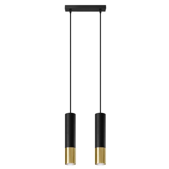 Sollux Lampa Wisząca LOOPEZ 2 czarny/złoto Ocean Green Gu10