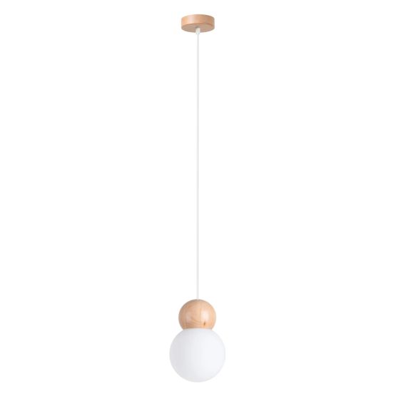 Sollux Lampa wisząca PEKKA 1 biała/naturalne drewno Peach Puff skandynawski G9