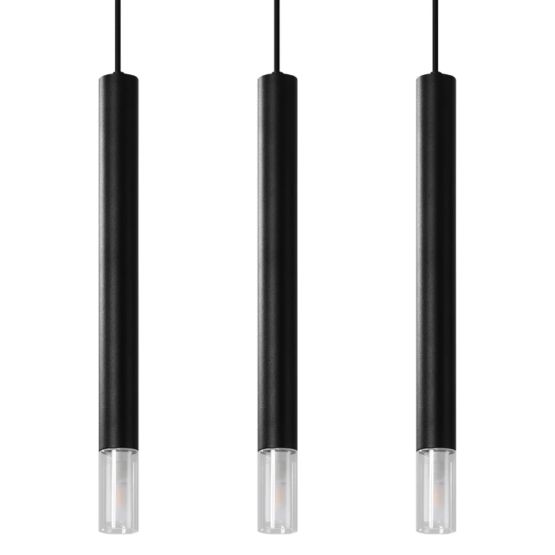 Sollux Lampa wisząca WEZYR 3 czarna Ocean Green G9