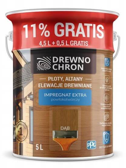 Impregnat Extra Powłokotwórczy Dąb 4,5L+11% Drewnochron