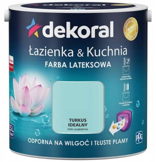 Farba Lateksowa Łazienka&Kuchnia Turkus Idealny 2,5L Dekoral