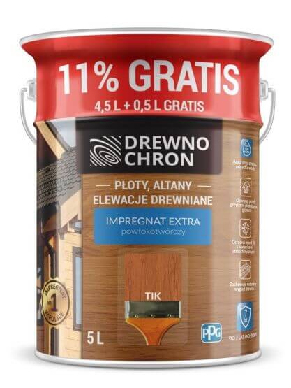 Impregnat Extra Powłokotwórczy Tikowy 4,5L+11% Drewnochron