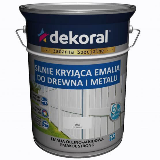 Emalia Olejno-Alkidowa Emakol Strong Biała Połysk 5L Dekoral