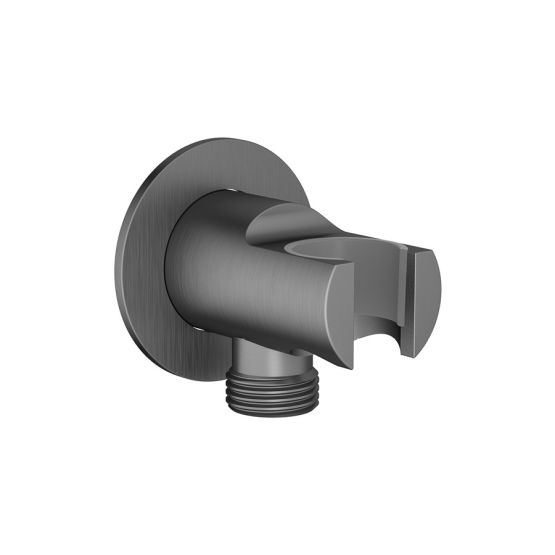 Przyłącze Kątowe Okrągłe Z Uchwytem Na Słuchawkę Prysznicową Gun Metal 04082BN Emporia