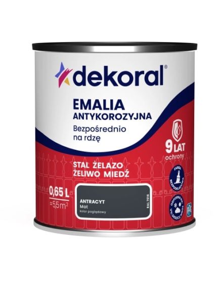 Emalia Antykorozyjna Antracyt Mat 0,65L RAL 7016 Dekoral