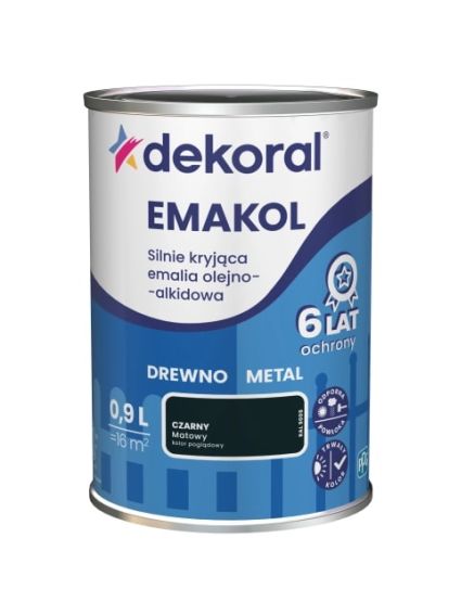 Emalia Olejno-Alkidowa Emakol Strong Czarny Mat 0,9L Dekoral