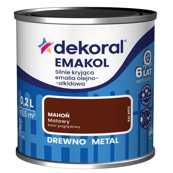 Emalia Olejno-Alkidowa Emakol Strong Mahoń Mat 0,2L Dekoral