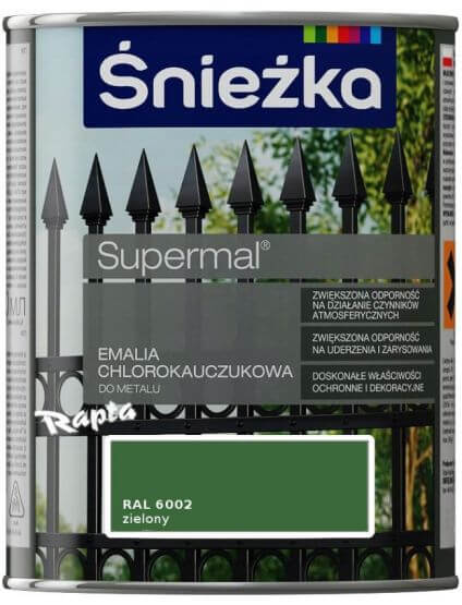 Emalia Chlorokauczukowa Supermal Zielony 0,9L Połysk Śnieżka