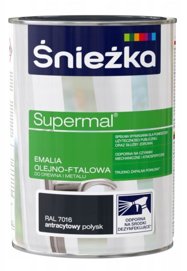 Emalia Olejno-Ftalowa Supermal Antracyt RAL7016 0.8L Śnieżka
