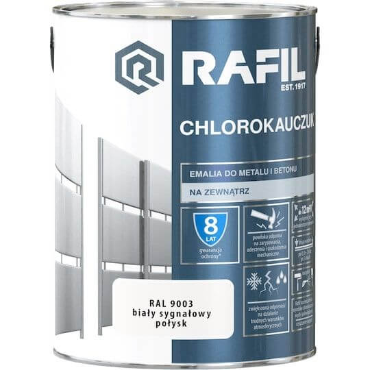 Emalia Chlorokauczukowa Biały Sygnałowy RAL9003 5L Rafil