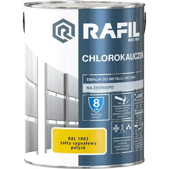 Emalia Chlorokauczukowa Żółty Sygnałowy RAL1003 5L Rafil