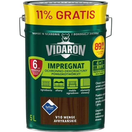 Impregnat Powłokotwórczy Vidaron 4.5L+11% Wenge Afrykańskie V10 Vidaron