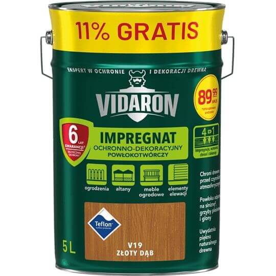 Impregnat Powłokotwórczy Vidaron 4.5L+ 11% Dąb Złoty V19 Vidaron