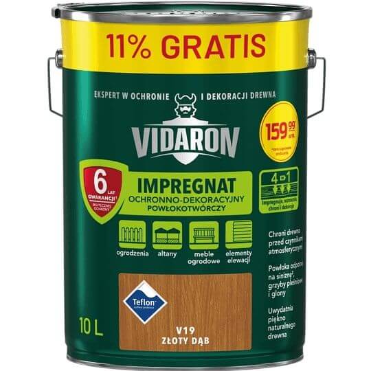 Impregnat Powłokotwórczy Vidaron 9L+11% Dąb Złoty V19 Vidaron
