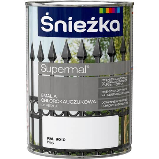 Emalia Chlorokauczukowa Supermal RAL 9003 Biały 0,9L Połysk Śnieżka