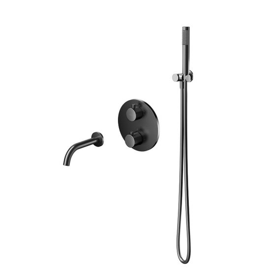 Bateria Wannowa Z Wylewką I Zestawem Prysznicowym Zen Czarny Gun Metal S952-055 Cersanit
