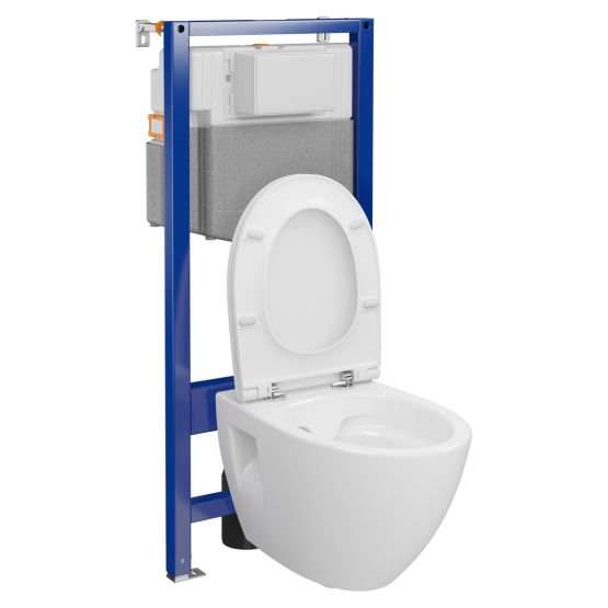 Zestaw Stelaż Podtynkowy Miska WC CleanOn Z Deską Moduo Biały S4027-002 Cersanit