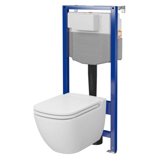 Zestaw Stelaż Podtynkowy Miska WC CleanOn Z Deską Caspia Biały S701-803 Cersanit