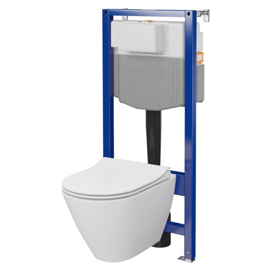 Zestaw Stelaż Podtynkowy Miska WC CleanOn Z Deską City Biały S701-795 Cersanit