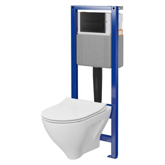 Zestaw Stelaż Podtynkowy Z Przyciskiem Miska WC Z Deską Mille Biały S701-839 Cersanit