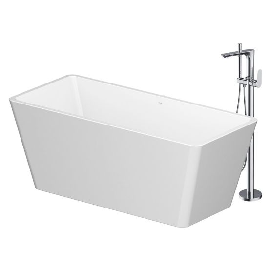 Wanna Wolnostojąca Prostokątna 162x72cm Z Baterią Wolnostojącą Crea Biały S601-142 Cersanit