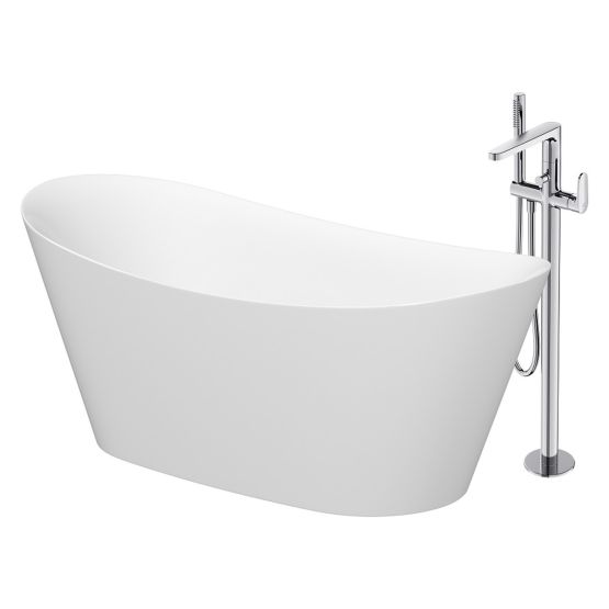 Wanna Wolnostojąca Owalna 170x80cm Z Baterią Wolnostojącą Inverto Biały S601-138 Cersanit