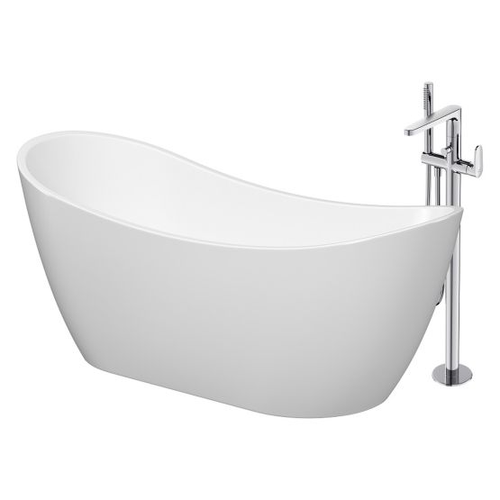 Wanna Wolnostojąca Owalna Double 182x71cm Z Baterią Wolnostojącą Zen Biały S601-139 Cersanit