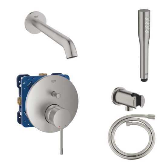 Bateria Wannowa Podtynkowa Z Wylewką I Zestawem Prysznicowym Essence Stal Szczotkowana PGC-26.1 Grohe