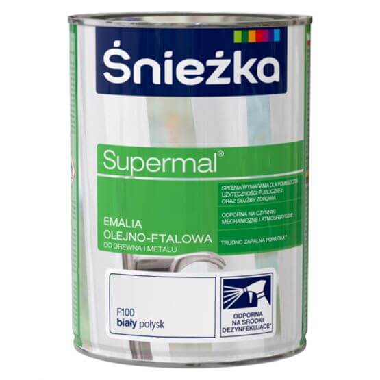 Emalia Olejno-Ftalowa Supermal Biały 2,5L Połysk Śnieżka