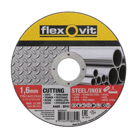Tarcza 115x1,6x22,23 A 46 R-BF41 STAL/INOX Flexovit