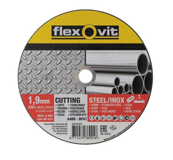 Tarcza 230x1,9x22,23 A 46 R-BF41 STAL/INOX Flexovit