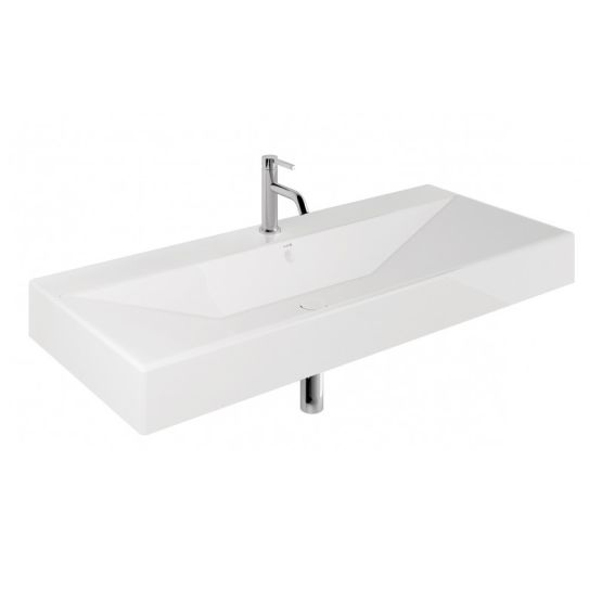 Umywalka Ceramiczna Podwieszana Prostokątna 121X50 Z Otworem Na Baterię Resa Biały 59WW12143 Kludi