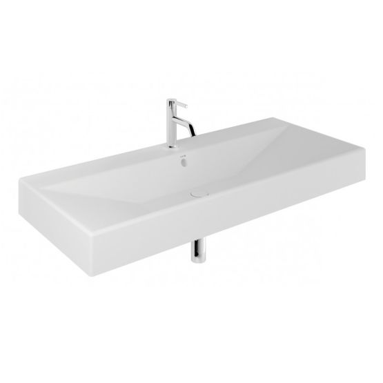 Umywalka Ceramiczna Podwieszana Prostokątna 121X50 Z Otworem Na Baterię Resa Biały mat 59WW12153 Kludi
