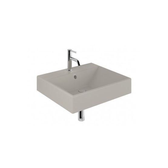 Umywalka Ceramiczna Podwieszana Prostokątna 61X50 Z Otworem Na Baterię Resa Jasny szary mat 59WW61O2 Kludi