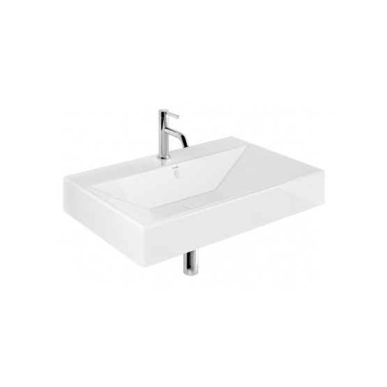 Umywalka Ceramiczna Podwieszana Prostokątna 81X50 Z Otworem Na Baterię Resa Biały 59WW8143 Kludi