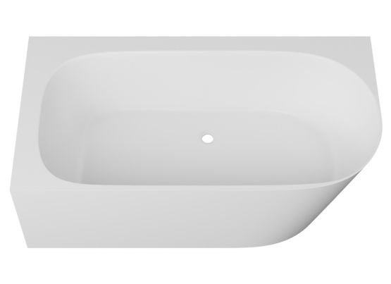 Wanna Wolnostojąca Narożna Z Konglomeratu 158x85x55 cm Lewa Nuvio Biały NUVIO-0003L Emporia