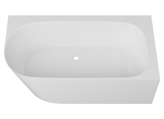 Wanna Wolnostojąca Narożna Z Konglomeratu 158x85x55 cm Prawa Nuvio Biały NUVIO-0003P Emporia