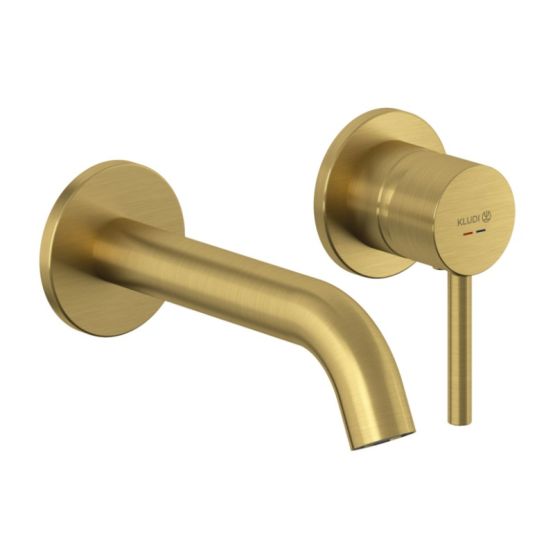 Zestaw Bateria Umywalkowa Ścienna + Element Podtynkowy Złoty Szczotkowany 38244N076+38243 Kludi