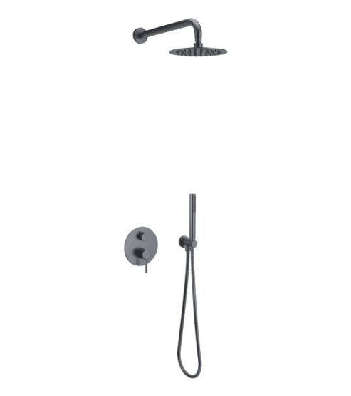 Zestaw Prysznicowo-Wannowy Podtynkowy 2 Funkcyjny Z Deszczownicą 25 cm PI Grafit Szczotkowany AREX.SET.1245AB Excellent