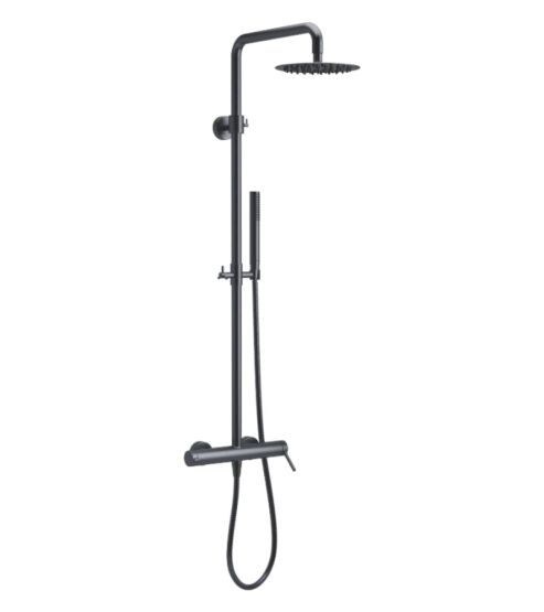 Zestaw Prysznicowy Ścienny Z Deszczownicą 25 cm PI Grafit Szczotkowany AREX.1281AB Excellent