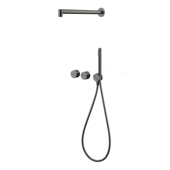 Zestaw Prysznicowy Z Deszczownicą Ścienną Ovelo Gun Metal ZESTAW-OVELO-55-BN Emporia