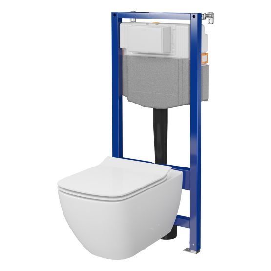 Zestaw Stelaż Podtynkowy Miska WC CleanOn Z Deską Aqua Biały S701-806 Cersanit