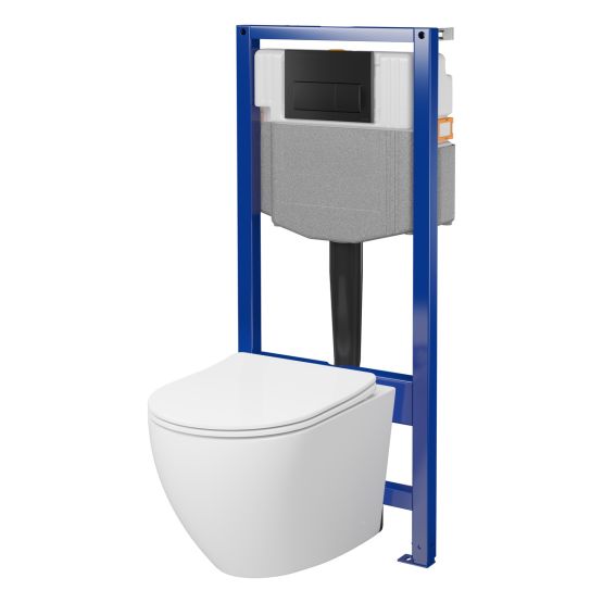 Zestaw Stelaż Podtynkowy Z Przyciskiem Miska WC Tornado Z Deską System Biały S4003-050 Cersanit
